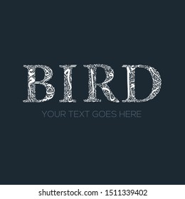 Creative English calligraphy , Shaped by Arabic Calligraphy Letters , Vector illustration design ,( bird )