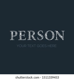 Creative English calligraphy , Shaped by Arabic Calligraphy Letters , Vector illustration design ,( person)