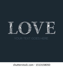 Creative English calligraphy , Shaped by Arabic Calligraphy Letters , Vector illustration design ,( love )