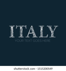 Creative English calligraphy , Shaped by Arabic Calligraphy Letters , Vector illustration design ( Italy )