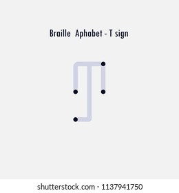 Creative english version of Braille alphabet design element.Braille alphabet letters.Classic emblem.Elegant dynamic alphabet letters.Flat web design icon.Vector illustration.