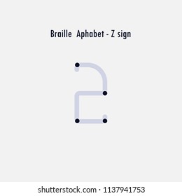 Creative english version of Braille alphabet design element.Braille alphabet letters.Classic emblem.Elegant dynamic alphabet letters.Flat web design icon.Vector illustration.