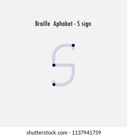 Creative english version of Braille alphabet design element.Braille alphabet letters.Classic emblem.Elegant dynamic alphabet letters.Flat web design icon.Vector illustration.