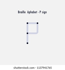Creative english version of Braille alphabet design element.Braille alphabet letters.Classic emblem.Elegant dynamic alphabet letters.Flat web design icon.Vector illustration.