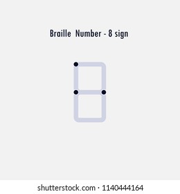 Creative english version of Braille number design element.Braille numbers.Alphabet letters.Classic emblem.Elegant dynamic alphabet letters.Flat web design icon.Vector illustration
