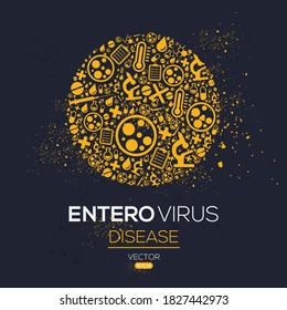 Creative (Enterovirus) disease Banner Word with Icons ,Vector illustration.