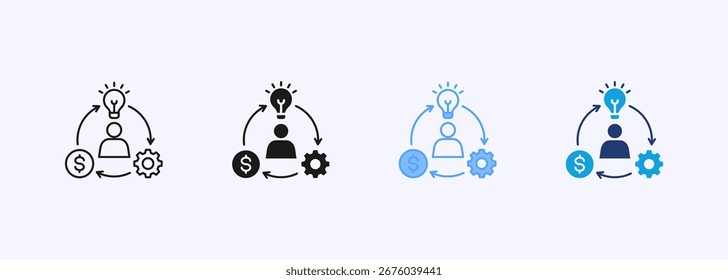 Conjunto de Coleção de Ícones do Creative Entrepreneur Vários Estilos
