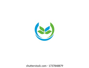 Creative environment symbol logo design with leaves concept