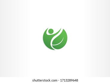 Creative environment vector logo design concept. People with leaf vector illustration