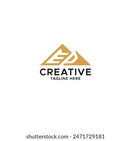 Creative EP letter design. Brown mountain letter logo.
Smart vector illustrator symbol. E icon. P icon. Unique pyramid letter combine. Geometric. Masculine.
Bold. Stair. Sophisticated. Triangle logo