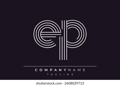 Creative EP lines letter logo design. A simplistic and elegant abstract logo design with linear patterns and initials, suitable for contemporary branding.