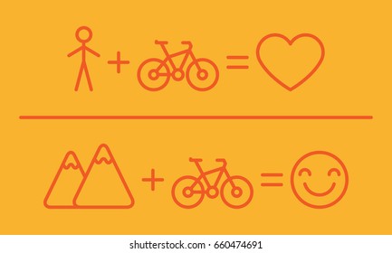 Creative Equation About Bicycles. Vector Illustration. Set Objects.