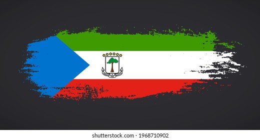 Creative Equatorial Guinea country grungy brush flag for independence day