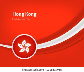 Kreativer Tag der Gründung Hongkong Grußhintergrund mit Flaggengrafik