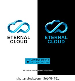 Creative eternity cloud logo with speech balloon for your corporate designs. Modern isolated vector icon.