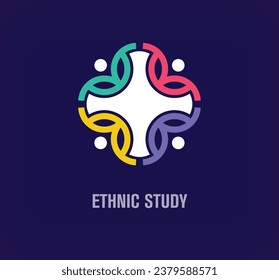 Creative ethnic education team logo. Unique color transitions. Ethnic student logo template. vector