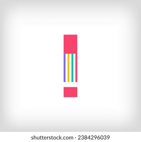 Creative ethnic exclamation mark multicolored linear logo. Modern writing lines with new culture colors. Font exclamation template. Creative education geometric.vector