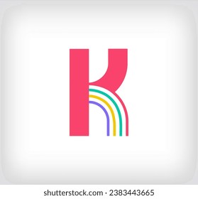Creative ethnic letter K multicolored linear logo. Modern writing lines with new culture colors. Font alphabet template. Creative education geometric.vector