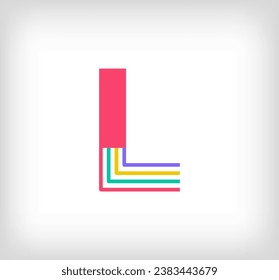 Creative ethnic letter L multicolored linear logo. Modern writing lines with new culture colors. Font alphabet template. Creative education geometric.vector