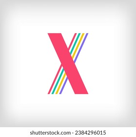 Creative ethnic letter X multicolored linear logo. Modern writing lines with new culture colors. Font alphabet template. Creative education geometric.vector