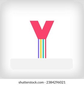 Creative ethnic letter Y multicolored linear logo. Modern writing lines with new culture colors. Font alphabet template. Creative education geometric.vector