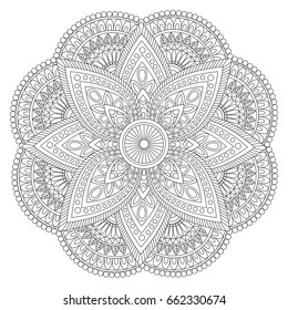 Creative ethnic Mandala design, Vintage decorative element with floral ornaments for coloring book.