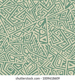 Creative Ethnic Style Square Seamless Pattern. Unique geometric vector swatch. Perfect for screen background, site backdrop, wrapping paper, wallpaper, textile and surface design. Trendy boho tile.