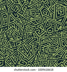 Creative Ethnic Style Square Seamless Pattern. Unique geometric vector swatch. Perfect for screen background, site backdrop, wrapping paper, wallpaper, textile and surface design. Trendy boho tile.