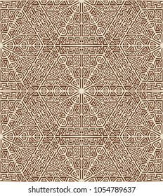 Creative Ethnic Style Square Seamless Pattern. Unique geometric vector swatch. Perfect for screen background, site backdrop, wrapping paper, wallpaper, textile and surface design. Trendy boho tile.