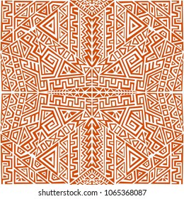 Creative Ethnic Style Square Seamless Pattern. Unique geometric vector swatch. Perfect for screen background, site backdrop, wrapping paper, wallpaper, textile and surface design. Trendy boho tile.