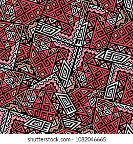 Creative Ethnic Style Square Seamless Pattern. Unique geometric vector swatch. Perfect for screen background, site backdrop, wrapping paper, wallpaper, textile and surface design. Trendy boho tile.