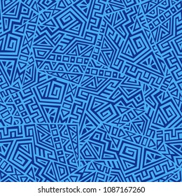 Creative Ethnic Style Square Seamless Pattern. Unique geometric vector swatch. Perfect for screen background, site backdrop, wrapping paper, wallpaper, textile and surface design. Trendy boho tile.