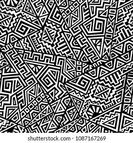 Creative Ethnic Style Square Seamless Pattern. Unique geometric vector swatch. Perfect for screen background, site backdrop, wrapping paper, wallpaper, textile and surface design. Trendy boho tile.