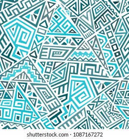 Creative Ethnic Style Square Seamless Pattern. Unique geometric vector swatch. Perfect for screen background, site backdrop, wrapping paper, wallpaper, textile and surface design. Trendy boho tile.