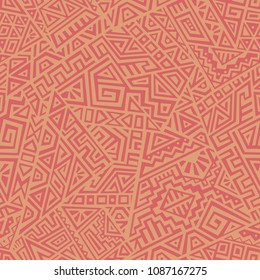 Creative Ethnic Style Square Seamless Pattern. Unique geometric vector swatch. Perfect for screen background, site backdrop, wrapping paper, wallpaper, textile and surface design. Trendy boho tile.