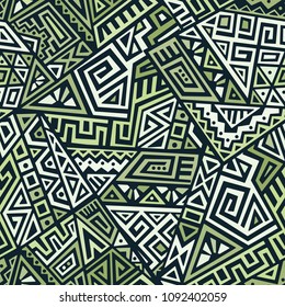Creative Ethnic Style Square Seamless Pattern. Unique geometric vector swatch. Perfect for screen background, site backdrop, wrapping paper, wallpaper, textile and surface design. Trendy boho tile.