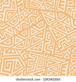 Creative Ethnic Style Square Seamless Pattern. Unique geometric vector swatch. Perfect for screen background, site backdrop, wrapping paper, wallpaper, textile and surface design. Trendy boho tile.