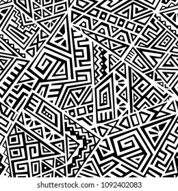 Creative Ethnic Style Square Seamless Pattern. Unique geometric vector swatch. Perfect for screen background, site backdrop, wrapping paper, wallpaper, textile and surface design. Trendy boho tile.