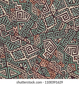Creative Ethnic Style Square Seamless Pattern. Unique geometric vector swatch. Perfect for screen background, site backdrop, wrapping paper, wallpaper, textile and surface design. Trendy boho tile.
