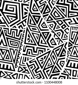 Creative Ethnic Style Square Seamless Pattern. Unique geometric vector swatch. Perfect for screen background, site backdrop, wrapping paper, wallpaper, textile and surface design. Trendy boho tile.