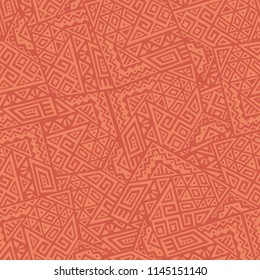 Creative Ethnic Style Square Seamless Pattern. Unique geometric vector swatch. Perfect for screen background, site backdrop, wrapping paper, wallpaper, textile and surface design. Trendy boho tile.