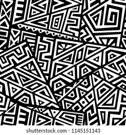 Creative Ethnic Style Square Seamless Pattern. Unique geometric vector swatch. Perfect for screen background, site backdrop, wrapping paper, wallpaper, textile and surface design. Trendy boho tile.