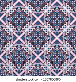Diseño creativo de estilo étnico cuadrado sin problemas. Muestra de vector geométrico única. Perfecto para fondo de pantalla, fondo de sitio, papel de envoltura, papel tapiz, textil y diseño de superficie. Baldosa de boho de moda
