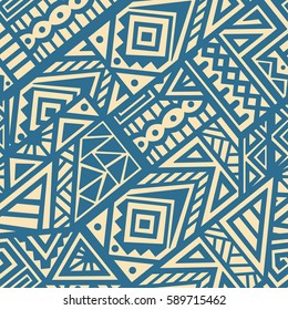 Creative Ethnic Style Square Seamless Pattern. Unique geometric vector swatch. Perfect for site backdrop, wrapping paper, wallpaper, textile and surface design. Trendy boho tile.