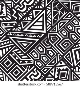 Creative Ethnic Style Square Seamless Pattern. Unique geometric vector swatch. Perfect for site backdrop, wrapping paper, wallpaper, textile and surface design. Trendy boho tile.