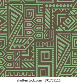Creative Ethnic Style Square Seamless Pattern. Unique geometric vector swatch. Perfect for site backdrop, wrapping paper, wallpaper, textile and surface design. Trendy boho tile.