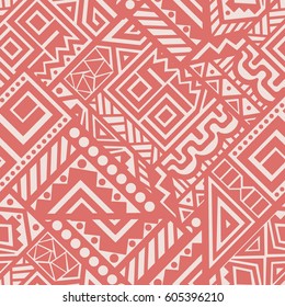 Creative Ethnic Style Square Seamless Pattern. Unique geometric vector swatch. Perfect for site backdrop, wrapping paper, wallpaper, textile and surface design. Trendy boho tile.