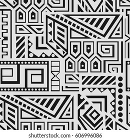 Creative Ethnic Style Square Seamless Pattern. Unique geometric vector swatch. Perfect for site backdrop, wrapping paper, wallpaper, textile and surface design. Trendy boho tile.