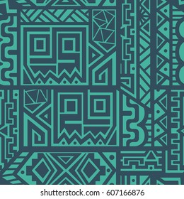 Creative Ethnic Style Square Seamless Pattern. Unique geometric vector swatch. Perfect for site backdrop, wrapping paper, wallpaper, textile and surface design. Trendy boho tile.