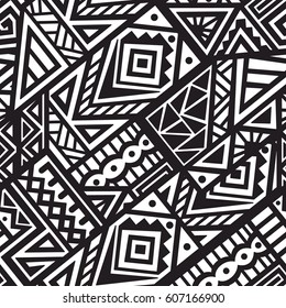 Creative Ethnic Style Square Seamless Pattern. Unique geometric vector swatch. Perfect for site backdrop, wrapping paper, wallpaper, textile and surface design. Trendy boho tile.